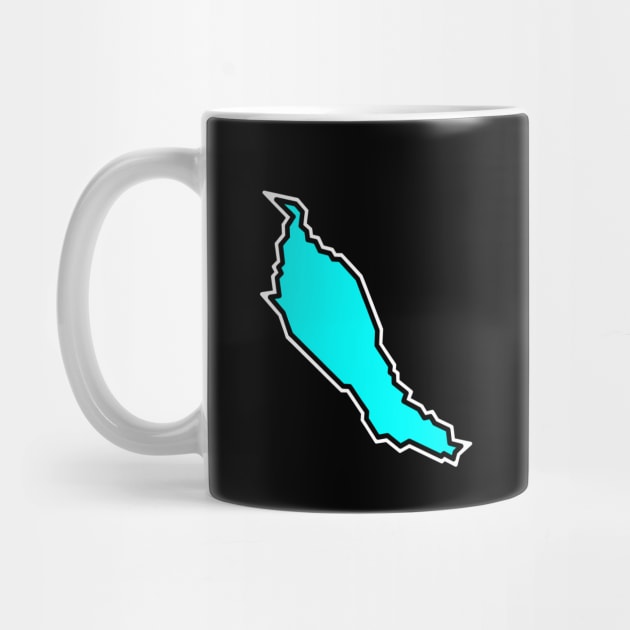 Denman Island in Bright Light Turquoise Blue - Simple Silhouette - Denman Island by City of Islands